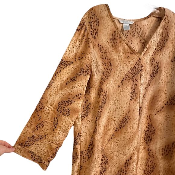 August Silk Intimates Caftan Animal Print Silk Size Medium Lounge Kaftan Dress - Picture 5 of 7